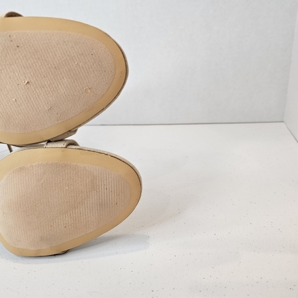 Lulus Stiletto Women's Size 8.5 Nude Vegan Suede Single Strap Heels Wedding - Picture 6 of 10